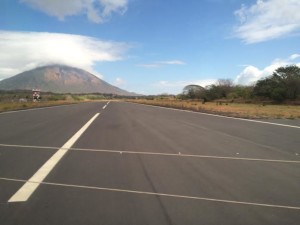 Driving over the airport runway